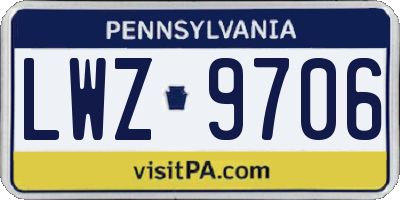 PA license plate LWZ9706