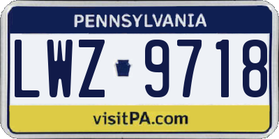 PA license plate LWZ9718