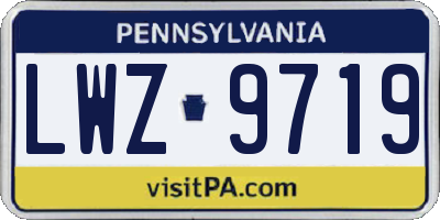 PA license plate LWZ9719