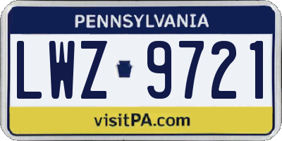 PA license plate LWZ9721