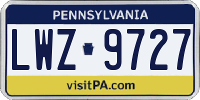 PA license plate LWZ9727