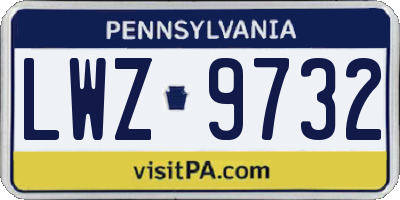 PA license plate LWZ9732