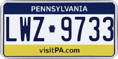 PA license plate LWZ9733