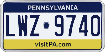 PA license plate LWZ9740