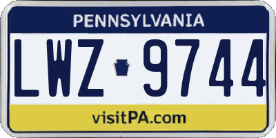 PA license plate LWZ9744