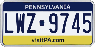 PA license plate LWZ9745