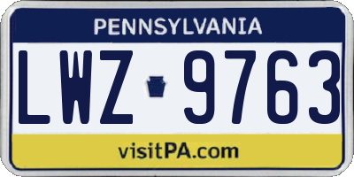 PA license plate LWZ9763