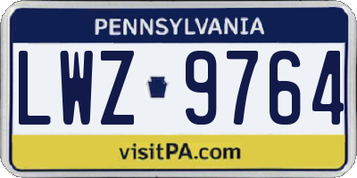 PA license plate LWZ9764