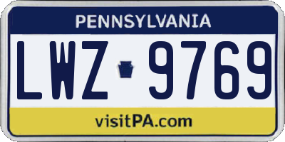 PA license plate LWZ9769