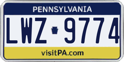 PA license plate LWZ9774