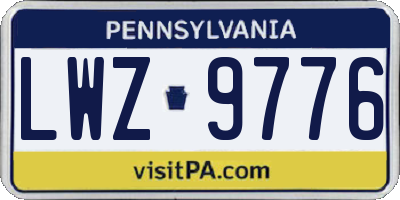 PA license plate LWZ9776