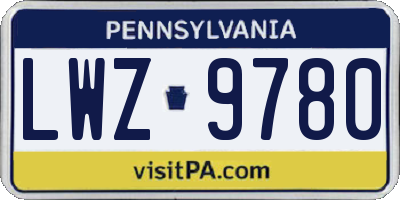 PA license plate LWZ9780