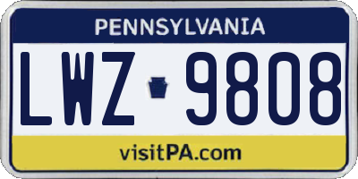 PA license plate LWZ9808