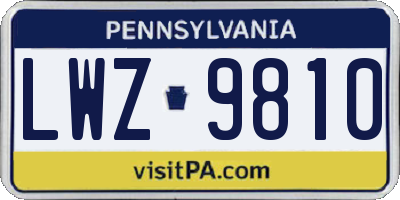 PA license plate LWZ9810