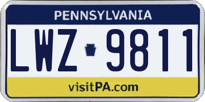 PA license plate LWZ9811