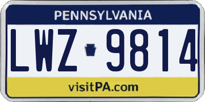PA license plate LWZ9814