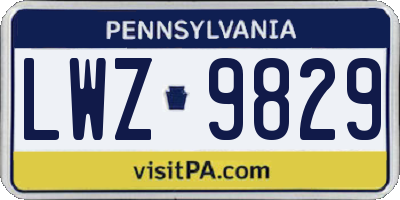 PA license plate LWZ9829