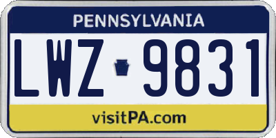 PA license plate LWZ9831
