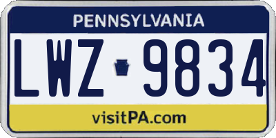 PA license plate LWZ9834