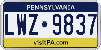 PA license plate LWZ9837