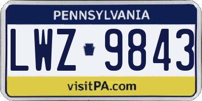 PA license plate LWZ9843