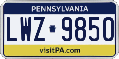 PA license plate LWZ9850