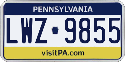 PA license plate LWZ9855