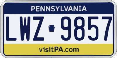 PA license plate LWZ9857