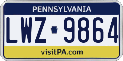 PA license plate LWZ9864