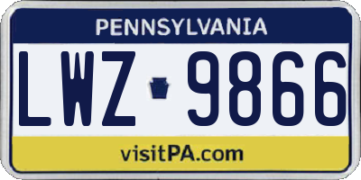 PA license plate LWZ9866