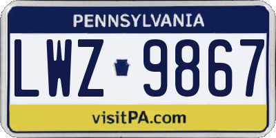 PA license plate LWZ9867