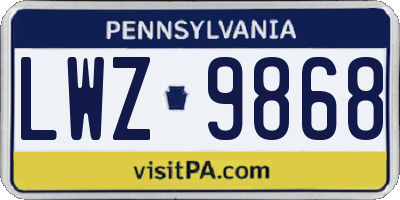 PA license plate LWZ9868