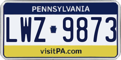 PA license plate LWZ9873