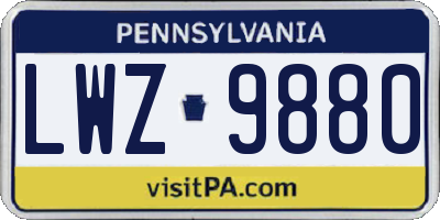 PA license plate LWZ9880