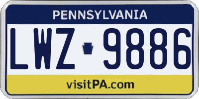 PA license plate LWZ9886