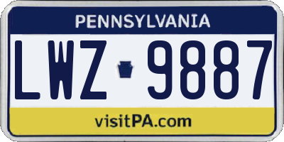 PA license plate LWZ9887