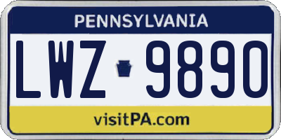 PA license plate LWZ9890