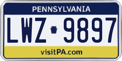 PA license plate LWZ9897