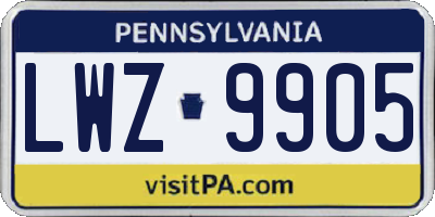 PA license plate LWZ9905