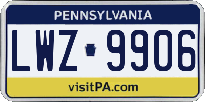 PA license plate LWZ9906