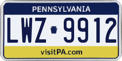 PA license plate LWZ9912