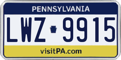 PA license plate LWZ9915