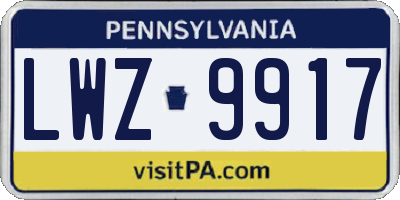 PA license plate LWZ9917