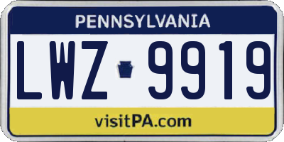 PA license plate LWZ9919