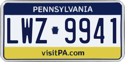 PA license plate LWZ9941
