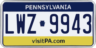 PA license plate LWZ9943