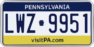 PA license plate LWZ9951