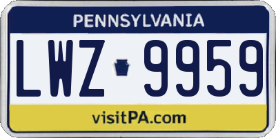 PA license plate LWZ9959