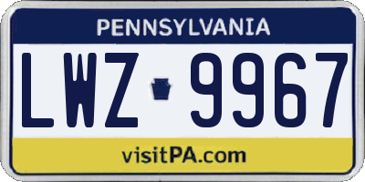 PA license plate LWZ9967