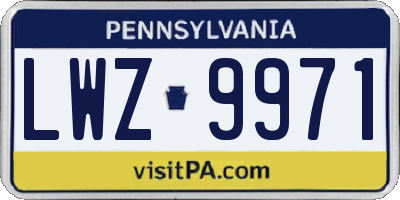 PA license plate LWZ9971